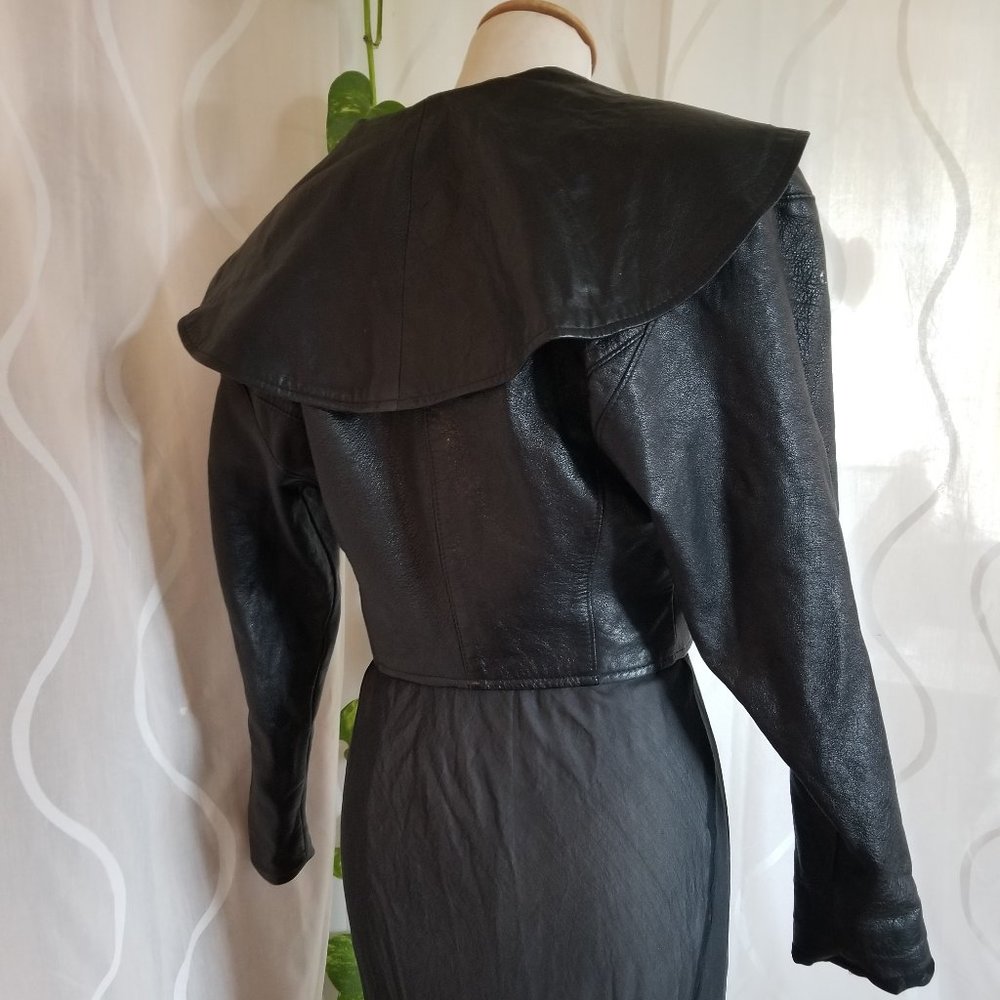 Vintage 1980s moto jacket, Back leather jacket, designer size Medium - Picture 8 of 15